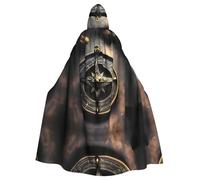 PHAYAH Magical Design Norse Runes Compass Pattern Hooded Cloak Cape Witch Halloween Costumes For Cosplay Costume Masquerade Women Men Robe