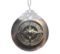 Phayah Magical Design Norse Runes Compass Pattern Hristmas Glass Round Pendant Christmas Tree Ornaments Homefor Gatherings Decoration Silver Metal Buckle