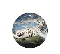 Phayah Majestic Tiger Resting On A Rock With Cloudy Sky Pattern Lavender Scent Car Air Freshener Round Shape Card Hanging Hanging Scented Card 4 Pcs For Cars Closet Drawer Eliminate