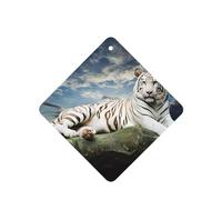 Phayah Majestic Tiger Resting On A Rock With Cloudy Sky Pattern Lavender Scent Car Air Freshener Square Card Hanging Hanging Scented Card 6 Pcs For Cars Closet Drawer Eliminate