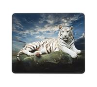 Phayah Majestic Tiger Resting On A Rock with Cloudy Sky Pattern Mouse Pads, Portable Wireless Mouse Pad, Non-Slip Rubber Base Laptop Mousepad Smooth Surface for Office & Travel 10 X 12 Inch