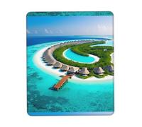 Phayah Maldives Scenery Pattern Mouse Pad Waterproof Surface & Non-Slip Rubber Base with Stitched Edges Gaming Mouse Mat for Laptop 10 X 12 Inch