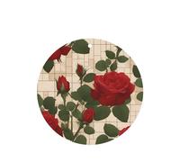 Phayah Many Red Roses Pattern Lavender Scent Car Aroma Round Shape Hanging Fragrance Tablet Car Interior Fragrance Freshener 4p