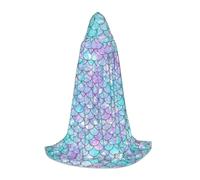 PHAYAH Mermaids Pattern Adult Hooded Cloak For Masquerade Cosplay Halloween Witch Cloak Christmas Party Robe S