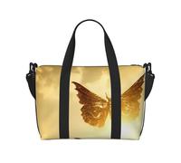 Phayah Metal Moth Travel Duffle Bag Weekender Overnight Gym Tote For Women Girls Shoulder Bag Workout Water Resistant, Black, One Size, Black, One Size