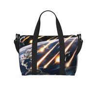 Phayah Meteorite Impact Travel Duffle Bag Weekender Overnight Gym Tote For Women Girls Shoulder Bag Workout Water Resistant, Black, One Size