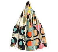 PHAYAH Mid-Century Modern Art Cat Pattern Halloween Witch Witchcraft Hooded Robe Cape Christmas Hoodie Cosplay Masquerade Party Dress Gift Costume