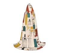 PHAYAH Mid Century Modern Pattern Halloween Witch Witchcraft Hooded Robe Cape Christmas Hoodie Cosplay Masquerade Party Dress Gift Costume M