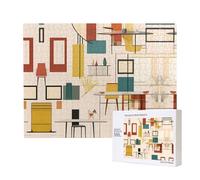 Phayah Mid Century Modern Puzzles 500 Piece for Jigsaw Puzzle Wooden Puzzle for Family Friend Home Decor Wall Art 20.4 X 15 in