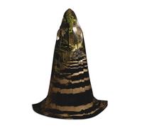 PHAYAH Midnight Dim Path Pattern Halloween Witch Witchcraft Hooded Robe Cape Christmas Hoodie Cosplay Masquerade Party Dress Gift Costume Large