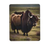PHAYAH Mighty Highland Yak Pattern Mouse Pads, Portable Wireless Mouse Pad, Non-Slip Rubber Base Laptop Mousepad Smooth Surface for Office & Travel 7 X 8.6 in