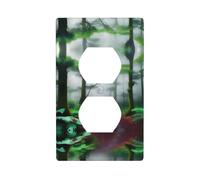 Phayah Misty Forest Pattern Duplex Receptacle Outlet Wall Plate Standard Size Polycarbonate Thermoplastic Dual Plug Covers