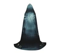 PHAYAH Misty Forest Pumpkin Lights Pattern Halloween Witch Witchcraft Hooded Robe Cape Christmas Hoodie Cosplay Masquerade Party Dress Gift Costume Large