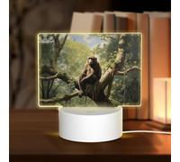 PHAYAH Monkey Sitting On A Tree Pattern Rectangle Acrylic Night Light Adult Baby Room Light White Light Warm Light Warm White Light