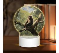 PHAYAH Monkey Sitting On A Tree Pattern Round Acrylic Night Light Adult Baby Room Light White Light Warm Light Warm White Light