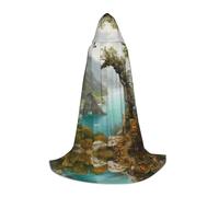 PHAYAH Moon Rock By The Sea Pattern Halloween Witch Witchcraft Hooded Robe Cape Christmas Hoodie Cosplay Masquerade Party Dress Gift Costume Small