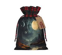 PHAYAH Moon Stars And Planets Pattern Drawstring Christmas Bags Xmas Gift Bags Xmas Candy Bags Treat Pouch Bags Party Favor Bags Small
