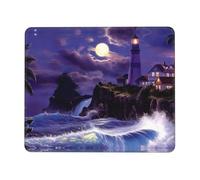 Phayah Moonlight Lighthouse Pattern Mouse Pad with Anti-Fray Stitching with Non-Slip Rubber Base, Gaming Mouse Mat for Laptop, Office & Home 8.3 X 10.3 in