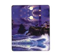 Phayah Moonlight Lighthouse Pattern Mouse Pad with Anti-Fray Stitching with Non-Slip Rubber Base, Gaming Mouse Mat for Laptop, Office & Home 7 X 8.6 in