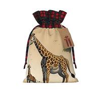 PHAYAH Mother And Child Giraffe Pattern Drawstring Christmas Bags Xmas Gift Bags Xmas Candy Bags Treat Pouch Bags Party Favor Bags Small