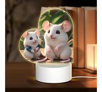 Phayah Mother and Child Rats Pattern 3D Led Light Lamp USB Cable Adjustable 3 Modes Base Show Stand for Christmas Room Restaurant Bar Shop