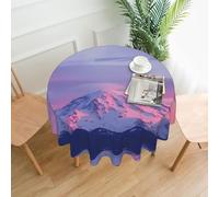 PHAYAH Mount At Sunset Pattern Tablecloth Round 60 Inch Table Fabric Farmhouse Decorative For Holiday Home Party Buffet Party