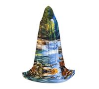 PHAYAH Mountain And Lake Pattern Halloween Witch Witchcraft Hooded Robe Cape Christmas Hoodie Cosplay Masquerade Party Dress Gift Costume S