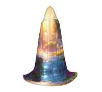 PHAYAH Mountain Birds Pattern Halloween Witch Witchcraft Hooded Robe Cape Christmas Hoodie Cosplay Masquerade Party Dress Gift Costume Large