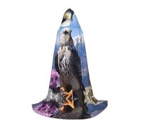 PHAYAH Mountain Top Falcon Pattern Halloween Witch Witchcraft Hooded Robe Cape Christmas Hoodie Cosplay Masquerade Party Dress Gift Costume Medium
