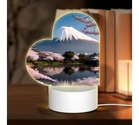 Phayah Mt. Fuji in Early Spring Pattern 3D Led Light Lamp USB Cable Adjustable 3 Modes Base Show Stand for Christmas Room Restaurant Bar Shop