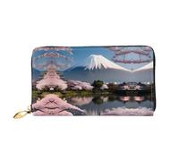 PHAYAH Mt. Fuji In Early Spring Pattern Women'S Wallet Long Clutch Zip Around Travel Leather Purse Large Capacity Credit Card Holder