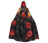 PHAYAH Mulberry Strawberry Pattern Halloween Witch Witchcraft Hooded Robe Cape Christmas Hoodie Cosplay Masquerade Party Dress Gift Costume