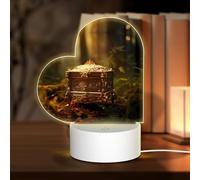 PHAYAH Music Box in The Forest Pattern Heart Shape Decorative Night Lights with USB Plug in Table Lamp with 3 Light Modes Adjustable for Bedroom Living Room Cafe
