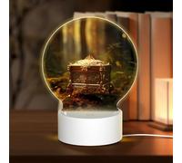 PHAYAH Music Box in The Forest Pattern Round Decorative Night Lights with USB Plug in Table Lamp with 3 Light Modes Adjustable for Bedroom Living Room Cafe
