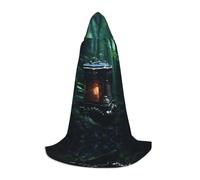 PHAYAH Music Box In The Rainforest Pattern Hooded Cloak Cape Witch Halloween Costumes For Cosplay Costume Masquerade Women Men Robe S