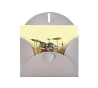 PHAYAH Music Drum In Field Pattern Blank Greeting Cards With Envelopes 4" X 6" Thank You Cards For Christmas Holiday Birthday Graduation Anniversary Gray
