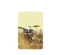 Phayah Music Drum In Field Pattern Lavender Scent Car Air Freshener Rectangle Card Hanging Hanging Scented Card 4 Pcs For Cars Closet Drawer Eliminate