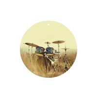 Phayah Music Drum In Field Pattern Lavender Scent Car Air Freshener Round Shape Card Hanging Hanging Scented Card 6 Pcs For Cars Closet Drawer Eliminate