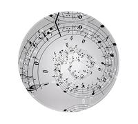 PHAYAH Music Note Wall Pattern Round Mouse Pad For Desk Wireless Mouse Laptop Gaming Computer Travel Work Office Supplies 7.9 X 7.9 In
