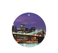 Phayah New York Night Pattern Lavender Scent Car Air Freshener Round Shape Card Hanging Hanging Scented Card 4 Pcs For Cars Closet Shoe