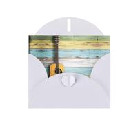 PHAYAH Nice Guitar Pattern Holiday Cards 10 And Ideal For Christmas, Wedding Anniversaries And Party Invitations Matching White Envelopes