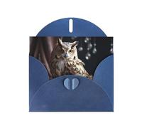 PHAYAH Nice Owl. Pattern Blank Greeting Cards 10 With Blue Envelopes For Christmas, Wedding Anniversaries And Party Invitations