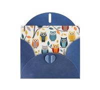 PHAYAH Nice Owl Pattern Blank Greeting Cards 10 With Blue Envelopes For Christmas, Wedding Anniversaries And Party Invitations