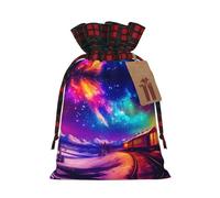 PHAYAH Night Sky On The Railroad Christmas Gift Bag Drawstring Gift Bag For Birthdays, Anniversaries And Parties, Candy And Storage Bags