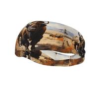 Phayah North American Bison Herd Pattern Headbands Women Men Sweatband Sports Headband For Running, Cycling, Yoga Gym, Working Out
