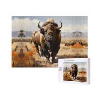 Phayah North American Bison Herd Puzzles 300 Piece for Jigsaw Puzzle Wooden Puzzle for Family Friend Home Decor Wall Art 15.7 X 11in