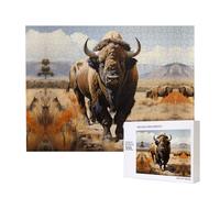 Phayah North American Bison Herd Puzzles 500 Piece for Jigsaw Puzzle Wooden Puzzle for Family Friend Home Decor Wall Art 20.4 X 15 in