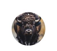 Phayah North American Bison Pattern Lavender Scent Car Aroma Round Shape Hanging Fragrance Tablet Car Interior Fragrance Freshener 4p