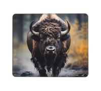 PHAYAH North American Bison Pattern Mouse Pad with Anti-Fray Stitching with Non-Slip Rubber Base, Gaming Mouse Mat for Laptop, Office & Home 10 X 12 Inch