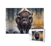 Phayah North American Bison Puzzles 300 Piece for Jigsaw Puzzle Wooden Puzzle for Family Friend Home Decor Wall Art 15.7 X 11in